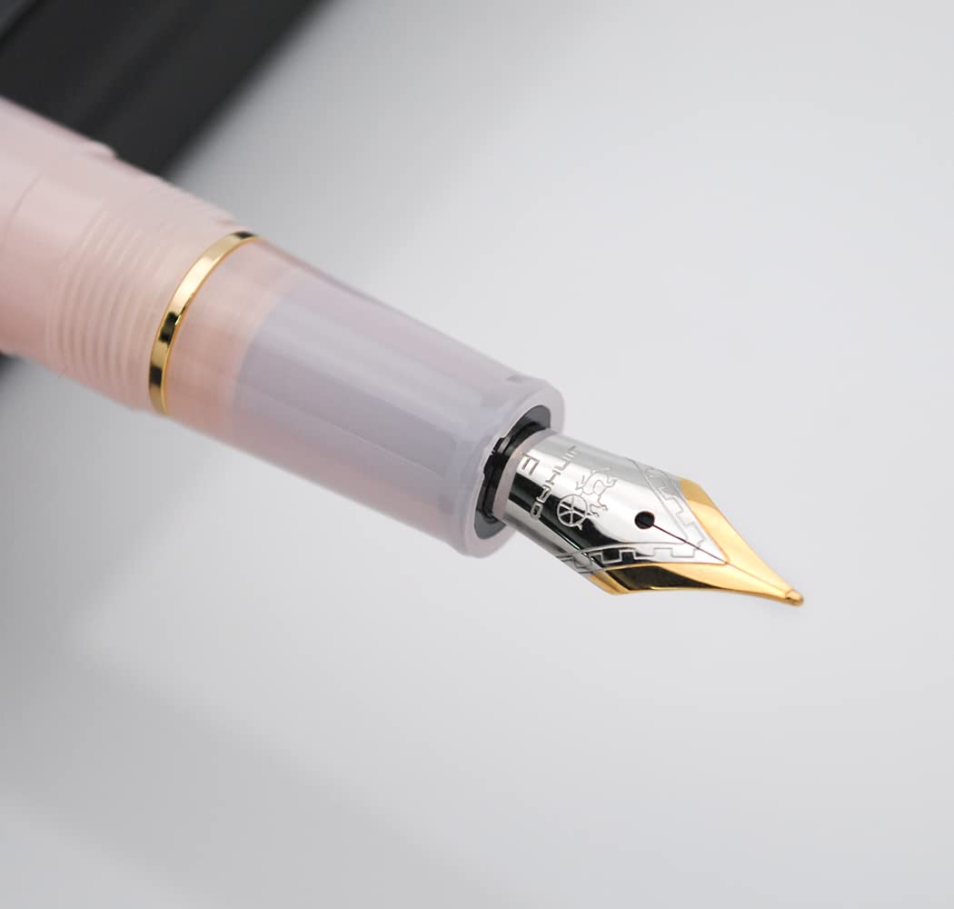 JINHAO 82 Celluloid Fountain Pen Acrylic Ink Pen with Ink Converter (Fine Nib, Gold Clip-Transparent Light Pink) - Image 2