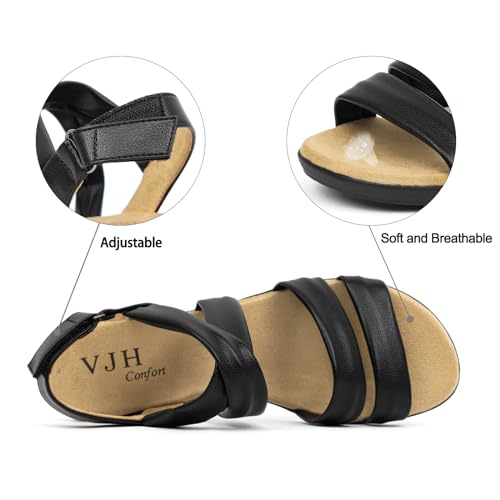 VJH confort Women’s Flat Sandals, Soft Straps Slip-on Open Toe Light Weight Elastic Slingback Comfort Casual Walking Sandals3