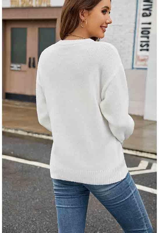Women's American Flag Sweater Top Long Sleeved Round Neck Casual Knit Loose Pullover top - Image 3