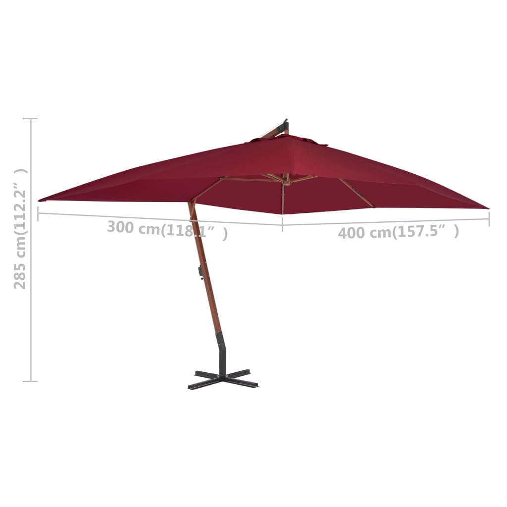 Parasol ogrodowy parasol przeciwsłoneczny do roślin Ampelshirm z drewnianym masztem 400 x 300 cm antracyt