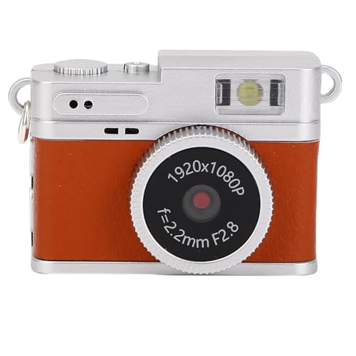 Mini Digital Camera Keychain 20MP 1080P Small Video Camcorder with Optical Lens LED Fill Light for Taking Photos Cycling Playback Screen Filter Expandable Memory Card (Brown)