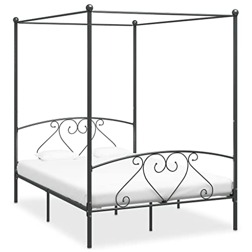 vidaXL Estructura de cama con dosel metal gris 160x200 cm