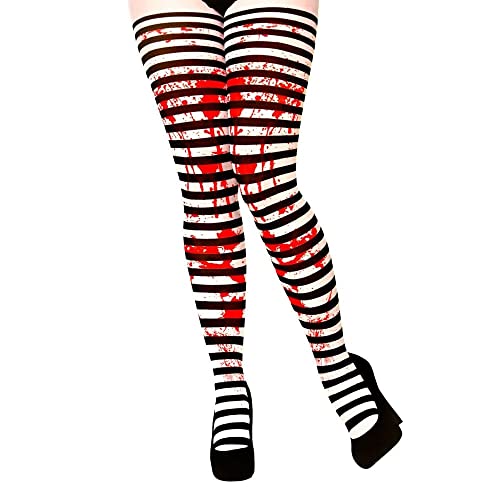 A2ZFD Women Horror Clown Lady Costume + Bloodlust Wig + Candystripe with Blood Tights : Halloween Fancy Dress (Small (UK 10-12)) (6070WC CS5) - Image 4