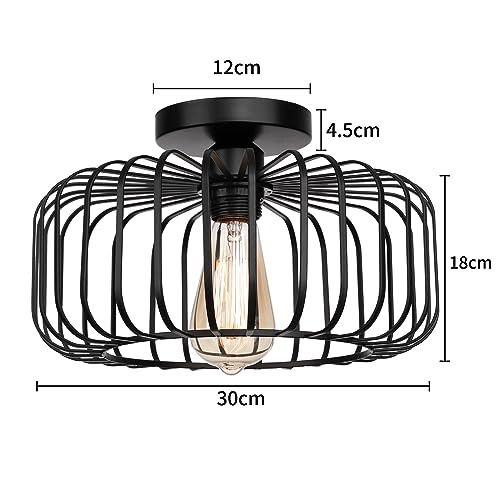 FRIDEKO HOME Deckenlampe Schwarz Modern Deckenlampe aus Metall E27-Fassung,1 Flammige Runde Lampenschirm Hängelampe für Küche Flur Wohnzimmer Schlafzimmer Esszimmer 3