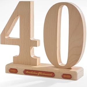 Geschenk 40 geburtstag frau und mann I Alternativ Gästebuch I Deko Holzzahlen 40 Jahre mit Jahreszahlen I Geschenkidee…