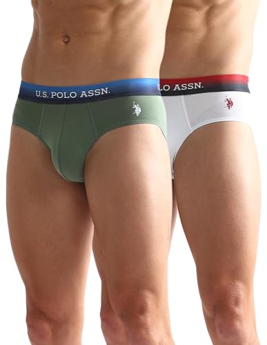 Image of U.S. Polo ASSN. Mens OEB05 Ombre Waistband Solid Underwear Briefs - Pack of 2