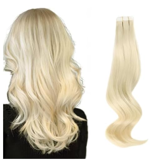 ABH AmazingBeauty Hair Tape in Hair Extensions Human Hair Semi-permanent Tape Attached Real Remy Tape Extensions 50g 20pcs Invisible Seamless Reusable Skin Weft Platinum Blonde Color 60 18 Inch