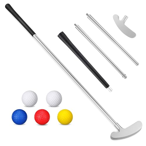 Golf Putter with 5 Colorful Golf Practice Balls, Two Way Golf Putters for Men Women Right/Left Handed, Mini Club Golf Set for Kids and Teenagers - 34\" Length