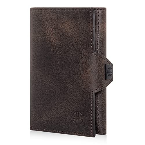TRUSADOR Toscana Trifold Leather Wallet For Men and Women Card Holder with RFID Protection (With Coin Pocket, Brown)