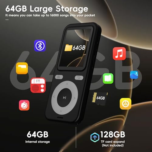 wiwoo 64GB Bluetooth MP3 Player with Speaker,FM Radio,Portable Music Player - image 3