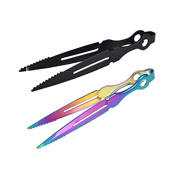 Yhuasia Shisha Zange Edelstahl, 2 Stück Metall Shisha Zange, Tabak Zange, Shisha Tabak Zange, Shisha Zange Set, für Charcoal Bar Shisha Pipe Zubehör Charcoal Clip (Schwarz und Farbig)