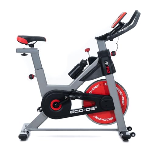 ECODE® Bicicleta Indoor Ejercicio Gym Casa Fitness Bikes Volante Inercia, Resistencia Ajustable con Pantalla LCD y Monitor de Frecuencia Cardíaca,FIT PRO (Gris) ECO-814