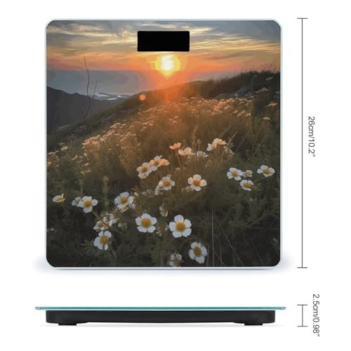 Báscula digital de baño Sunset y flores 400lb vidrio templado miniatura 2