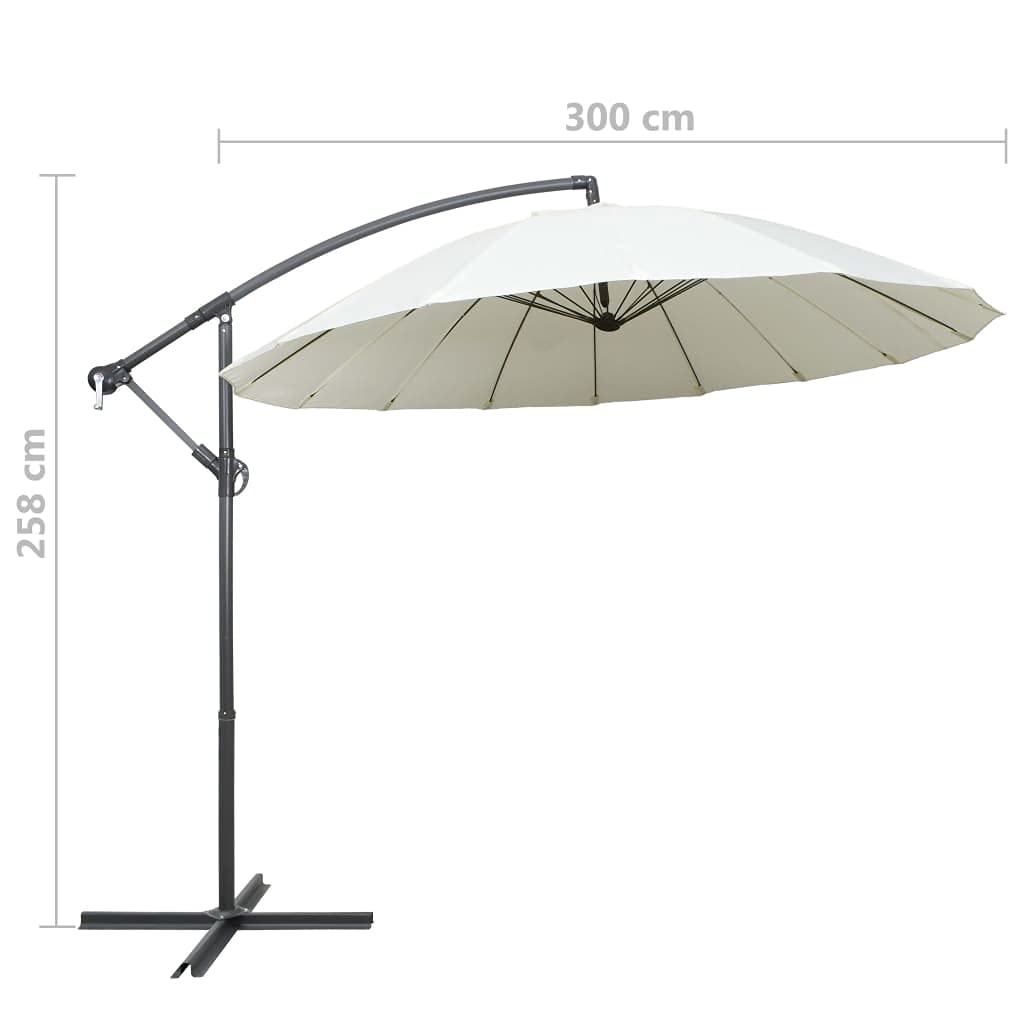 Sombrilla de Jardín con Mecanismo de Manivela y Base Cruzada, 16 Varillas y Poste de Aluminio para Protección UV y Espacio Extra Grande, Tela de Poliéster Impermeable y Fácil