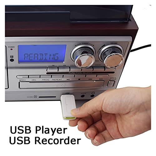 Tourne-Disque Vinyle Platine Vinyle Compatible Bluetooth à 3 Vitesses Tourne-Disque LP Vintage Gramophone Phono CD & Cassette Radio FM/AM - Les Beatles, Paul McCartney, John Lennon, RIngo Starr, George Harrison Tourne-Disque Vinyle Platine Vinyle Compatible Bluetooth à 3 Vitesses Tourne-Disque LP Vintage Gramophone Phono CD & Cassette Radio FM/AM – Image 6