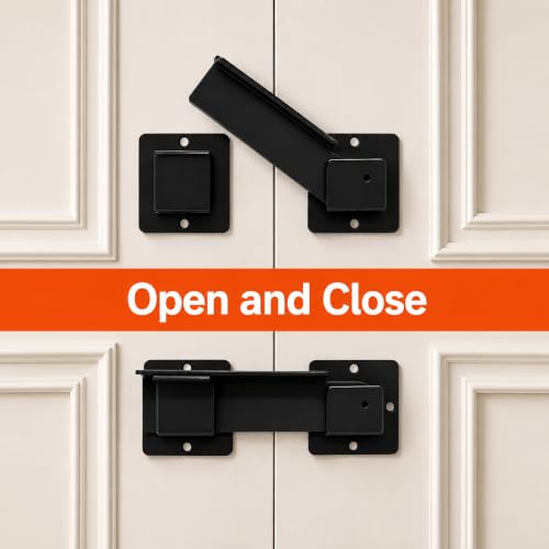 Image of 9 inch Flip Gate Latch with 4 Padlock Holes, 4mm Extra-Heavy-Duty Carbon Steel Adjustable Door Latch for Sliding and Swing Gates, Barns, Sheds, Garages, Yards, Outdoor Wooden Fences