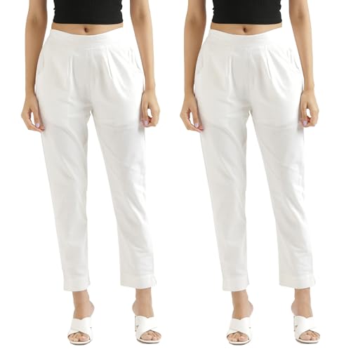 Image of Chiraiyaa Women Cotton Trouser Pant - Versatile Regular Fit for Office, School, and Casual Wear | Pack of 2