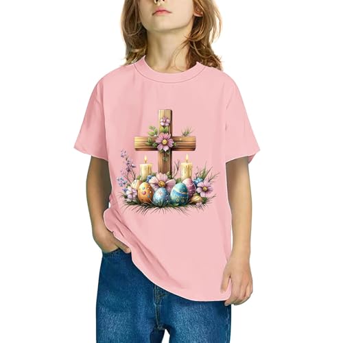 Short Sleeve Tops for Girls Festival Holiday Easter Days Shirts Eggs Graphic Printed Cotton T-Shirt Tees Blouses4