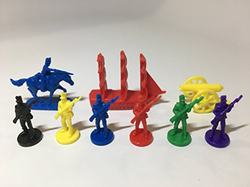 Napoleonic & Civil War Military Miniatures (Set Of Six Colors): Plastic Toy Soldiers Set: Infantry, Cavalry, Artillery, Ships: Red, Blue, Yellow, Green, Black, And Purple Colors #TOP3