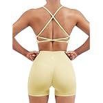 SUUKSESS Women Seamless Workout Sets Strappy Sports Bra High Waist Booty Shorts Outfits
