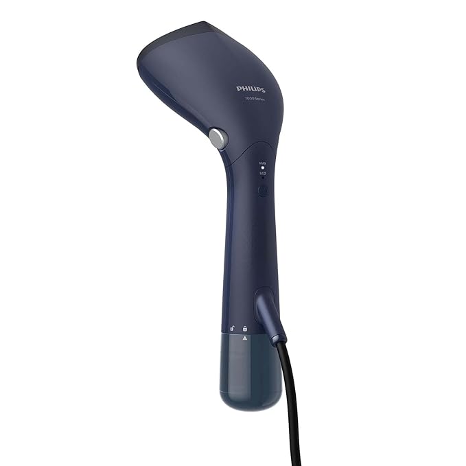 PHILIPS Handheld Garment Steamer STH7020/20 - Convenient Vertical and Horizontal Steaming with unique adjustable head, 1500 Watt Quick Heat Up, up to 28g/min steam, Kills 99.9%* Bacteria (Deep Azur)