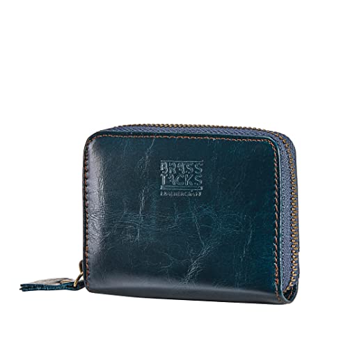 Image of Vintage Full Top Grain Leather Wallet RFID Blocking Multi Card Case with Zipper Pocket Card Holder for Men Women Gift Box