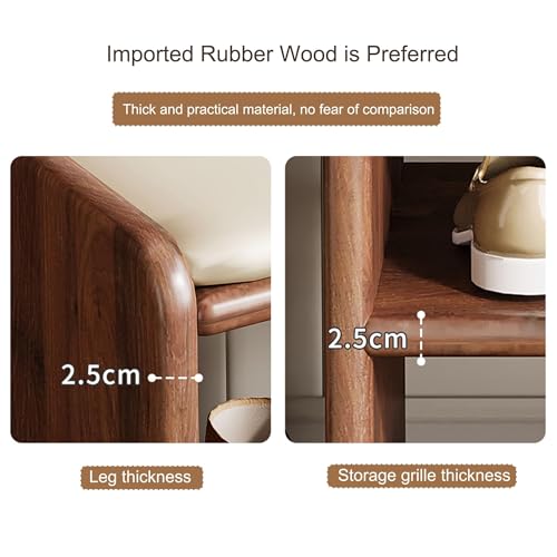 Banc à chaussures en bois naturel avec structure solide de 100cm - 5