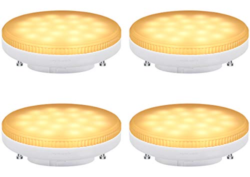 4 Pack 7w LED GX53 Light Bulb Warm White Replacement for Round CFL Under-Shelf Lighting, Display Cabinets, Kitchen Units