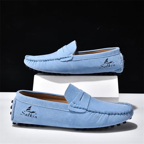 Men's Suede Leather Slip On Flats Penny Loafers Casual Lightweight Soft Breathable Round Toe Non Slip Driving Moccasins Boat Shoes for Weekend Office Party Wedding Formal2
