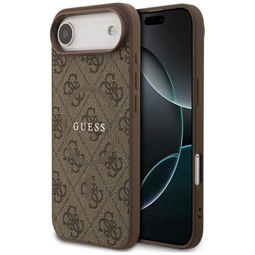 CG MOBILE Guess 4G Ring Classic Logo Compatible avec MagSafe Coque pour iPhone 17 Air (marron)