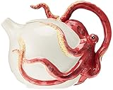 Blue Sky Ceramic Circular Octopus Teapot, 8.5 x 6.5 x 6.5