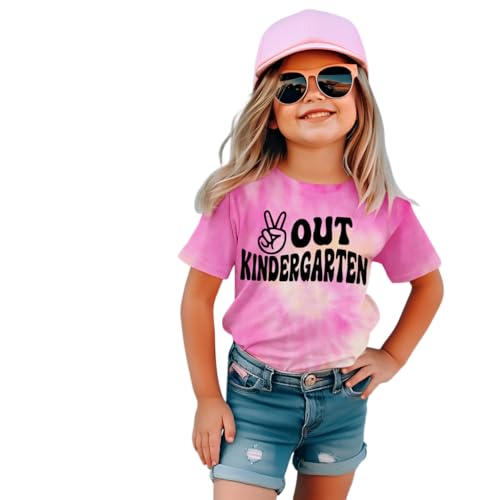 BOUTIKOME Toddler Boy Girl Kindergarten Graduation Shirt Kids Peace Out Kindergarten T-Shirt Cute Last Day of School Tee Tops(Purple,6Years(120))