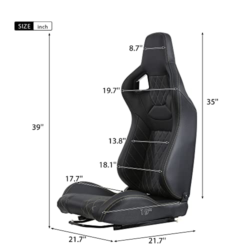 2-Piece Ergonomic Racing Seats: Adjustable Double Slides Ultimate Gaming Seats, Pvc Racing Simulator Game Seats Unleash Your Inner Automotive Racing Seats (Black) #TOP5