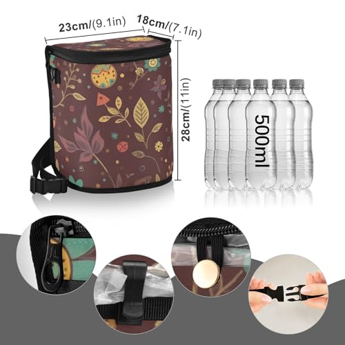 Image of Linqin Autumn Floral Car Trash Can with Lid, Leak Proof, Waterproof, 670 Cubic Inches, 9.1 x 7.1 x 11 inches, Multipurpose Trash Bin for Car, SUV, Truck