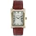 Peugeot Men's 'Vintage Rectangular' Quartz Metal and Leather Casual Watch, Color:Brown (Model: 2051GBR)