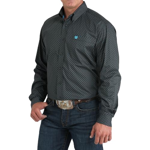 Cinch Men's Charcoal Print Long Sleeve Button Down Western Shirt2