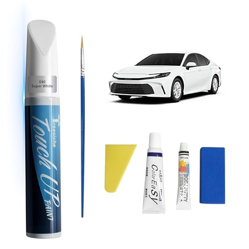 Treesiche Super White 040 Touch Up Paint for Toyota Exact Match Car PaintPen Scratch Repair 2 in 1 Touch Up Paint Car Scratch Remover for Deep Scratches Color-Matched