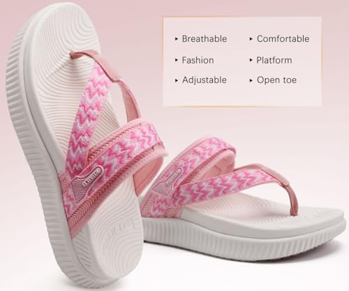 Image of KuaiLu Womens Orthopedic Flip Flops With Arch Support Adjustable Thick Athletic Cushion Recovery Walking Sandals For Woman Ladies Fashion Comfortable Flip-Flop Slides, Water Resistant & Lightweight