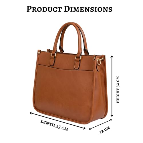 Image of Luxury Women's Handbag, Black Faux Leather Tote with Stylish Brown Strap, Professional Shoulder Bag for Work and Fashion
