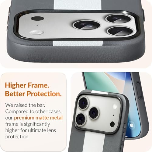 Image of DIZORO Leather Case for iPhone 17 Pro, Men Women Luxury Elegant Slim Business PU Cover Soft Non-Slip Grip Shockproof Anti-Scratch Protective Back Cover Grey White