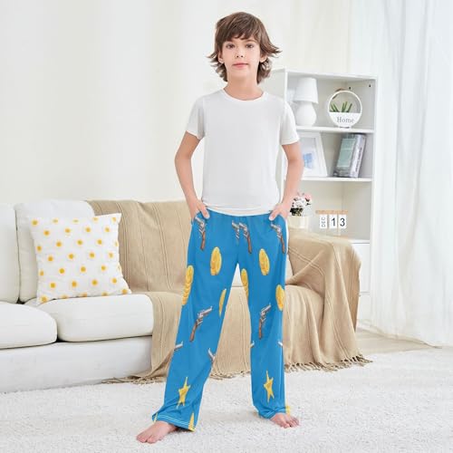 Pajama Pants Long Track Pants Western Theme Coins Sweatpants Athletic for 6-14 Years4