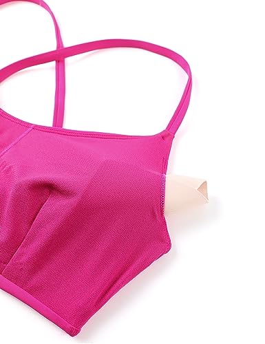 CRZ YOGA Women's Bikini Top Lace Up V Neck Swimsuits Crisscross Bathing Suit Swim Sports Bra Padded Hibiscus Purple Medium - Image 6