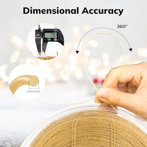 Image of AMOLEN PLA 3D Printer Filament 1.75mm Shiny Dual Color Gold Silver with Sparkles and Glitters Dimensional Accuracy + /- 0.02mm 1KG /2.2lbs