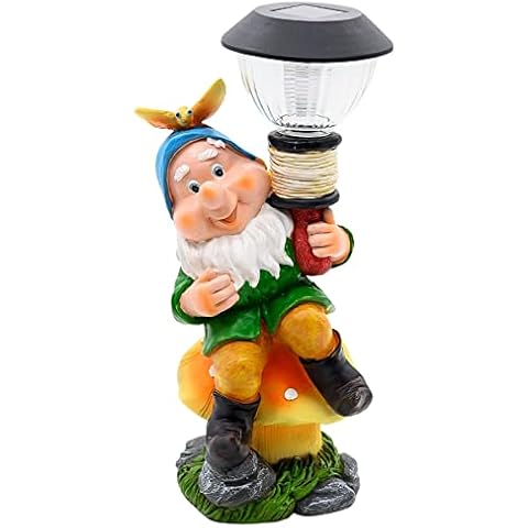 Wichtelstube-Kollektion Gartenzwerg Manfred LED Solar Laterne Gartendeko Solarlampe für den Garten, lustige Gartenfigur Dekofigur 25 x 23 x 39cm Cover