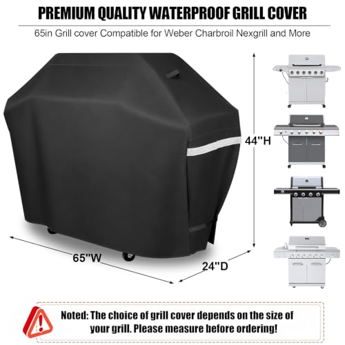 Image of 65 Inch Grill Cover for Outdoor Grill, Heavy Duty Waterproof BBQ Cover