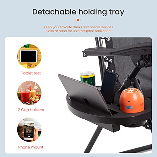 Fdw Zero Gravity Chair,Zero Gravity Lounge Chair,1/2 Pack Folding Lawn Chair Adjustable Reclining Patio Chairs With Pillow And Side Table For Pool Yard With Cup Holder (1, Black) #TOP3