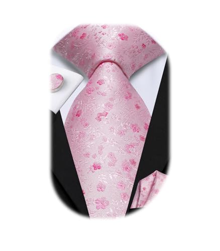 Image of Hi-Tie Men 63inches Tie Set Extra Long Necktie Paisley Tie Pocket Suqare Cufflinks Big and Tall Men Tie