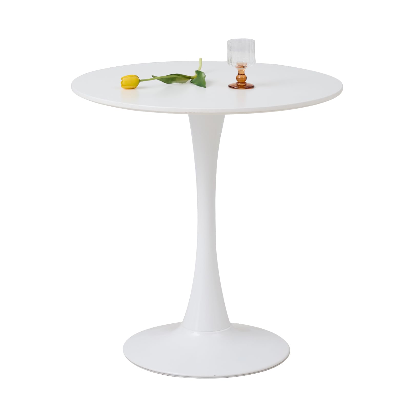Moderner Runder Esstisch, 70 cm Runder Esstisch, Geeignet für 2–4 Personen, Geeignet für Wohnzimmer, Esszimmer, Küche, Café – Weiß