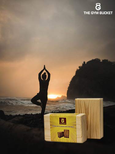 Image of Solid Wood Yoga blocks - Natural Eco-Friendly High-Density Support Wooden Brick - Sustainable Timber for Pilates, Stretching, and Advanced Balance Yoga Poses (2 PC BLOCKS + 1 PC YOGA BELT)