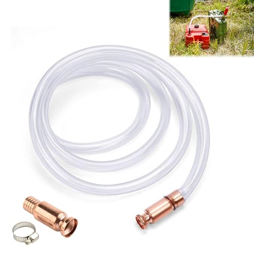 Comioke Pompa Manuale, Pompa a Sifone, Pompa Travaso Benzina, Gasolio con 2M Tubo in Gomma per Barche, Auto, Pompa Carburante Portatile con Fascetta per Travaso Gasolio